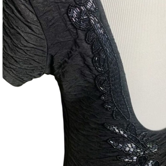 FREE PEOPLE Bringing Sexy Back Black Metallic Beaded Mini Dress‎ Size Medium - Picture 7 of 10